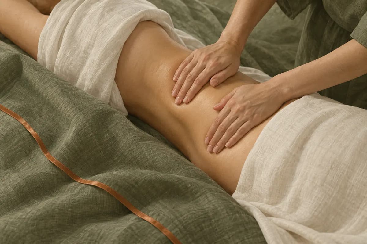 Editorial illustration · Body massage with linen draping